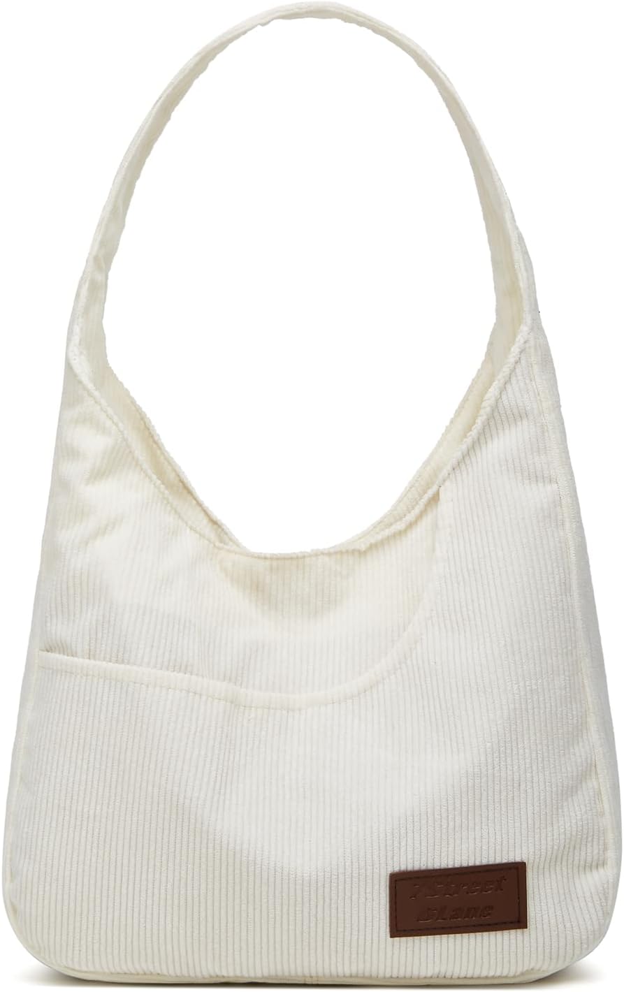 Corduroy Shoulder Tote with Multiple Pockets