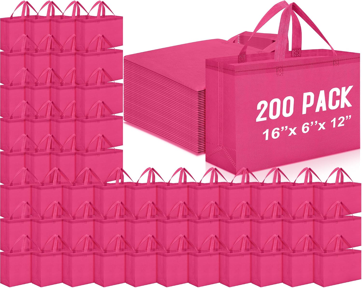 Foldable Non-Woven Grocery Tote, 16 x 6 x 12 Inch