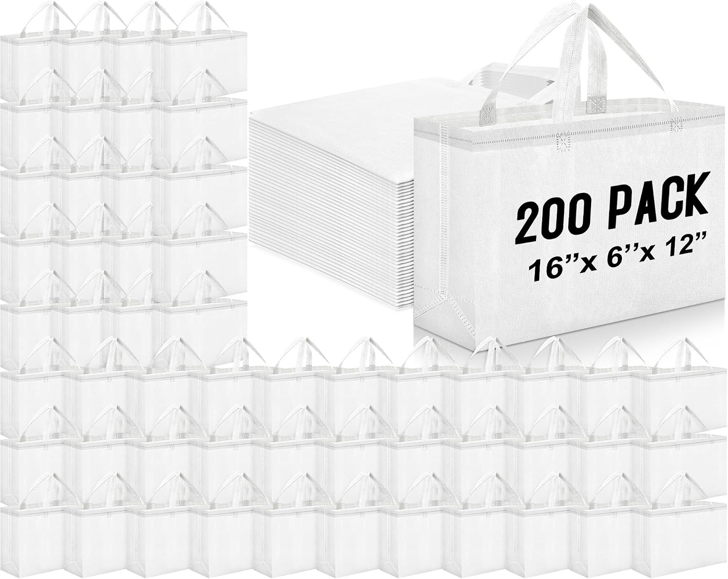 Foldable Non-Woven Grocery Tote, 16 x 6 x 12 Inch