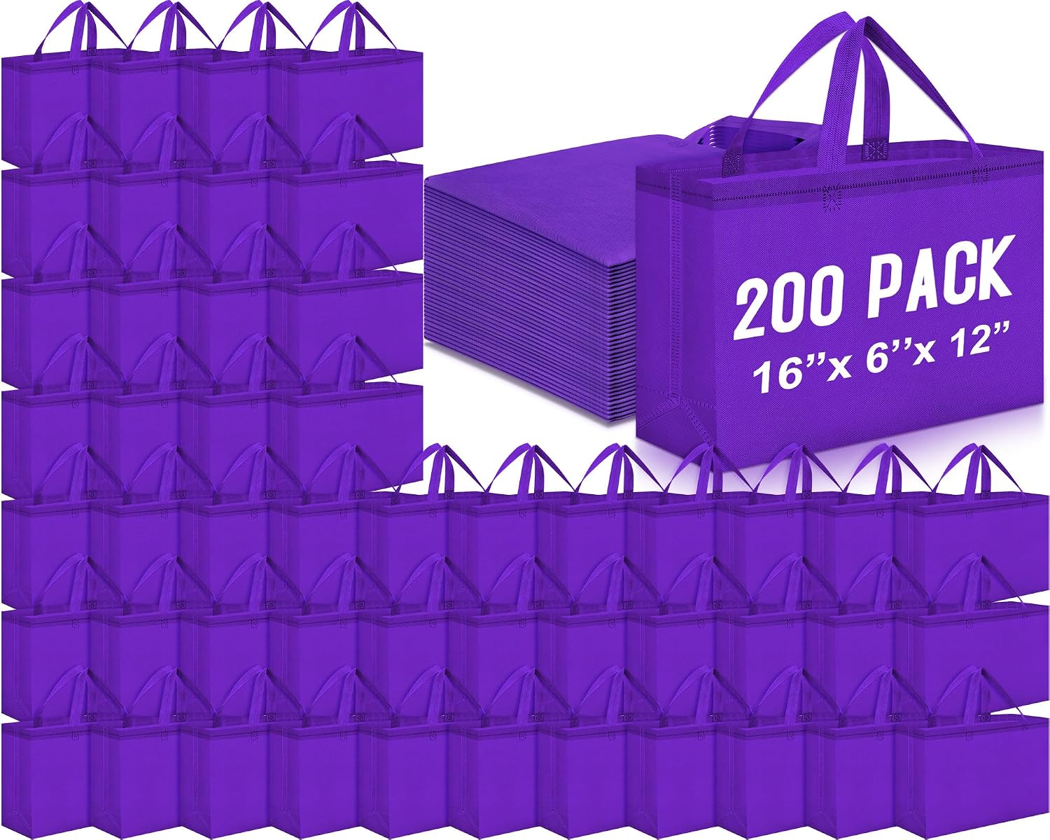Foldable Non-Woven Grocery Tote, 16 x 6 x 12 Inch