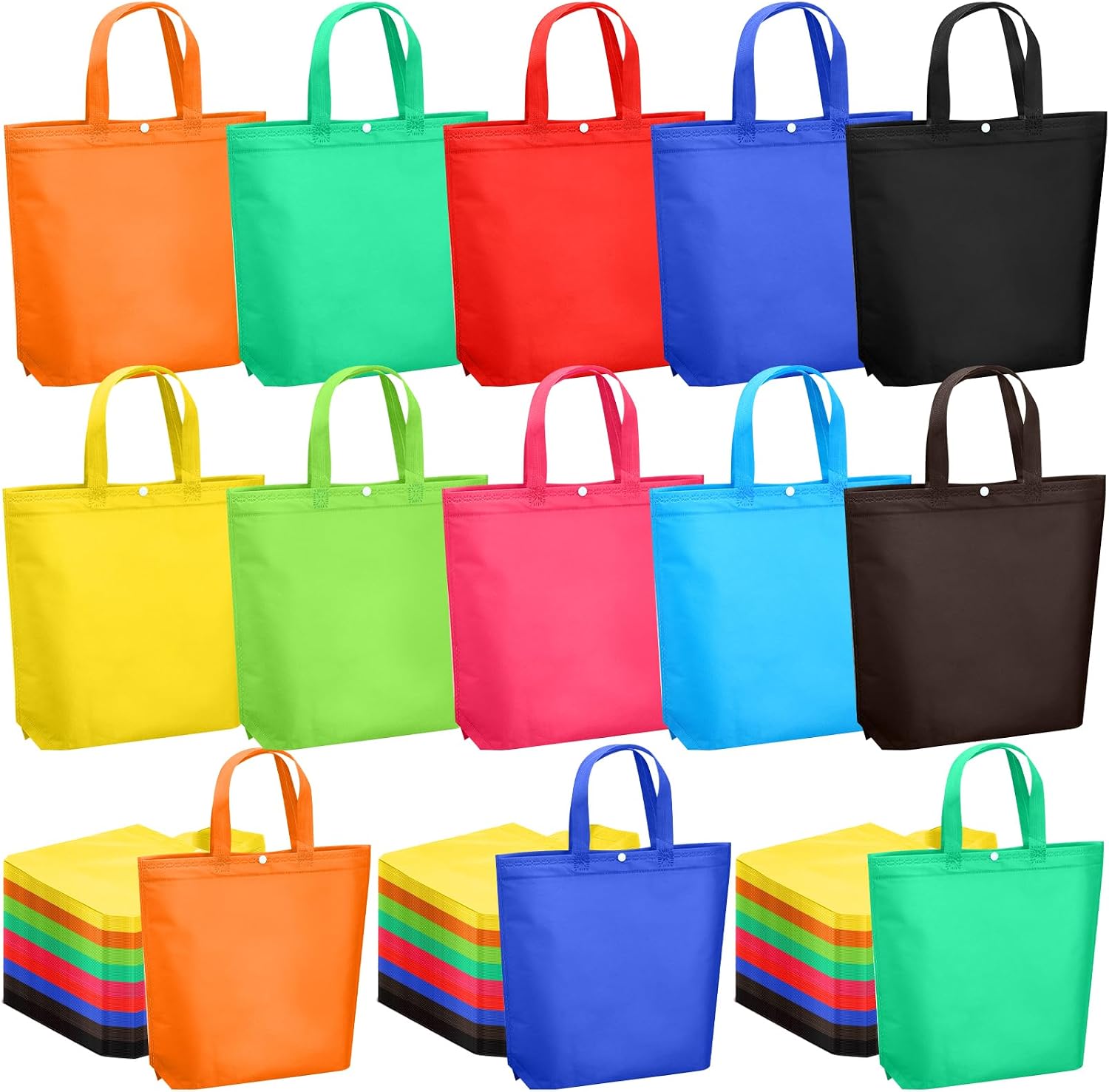 Foldable Non-Woven Shopping Totes, 150 Pieces, Multicolour