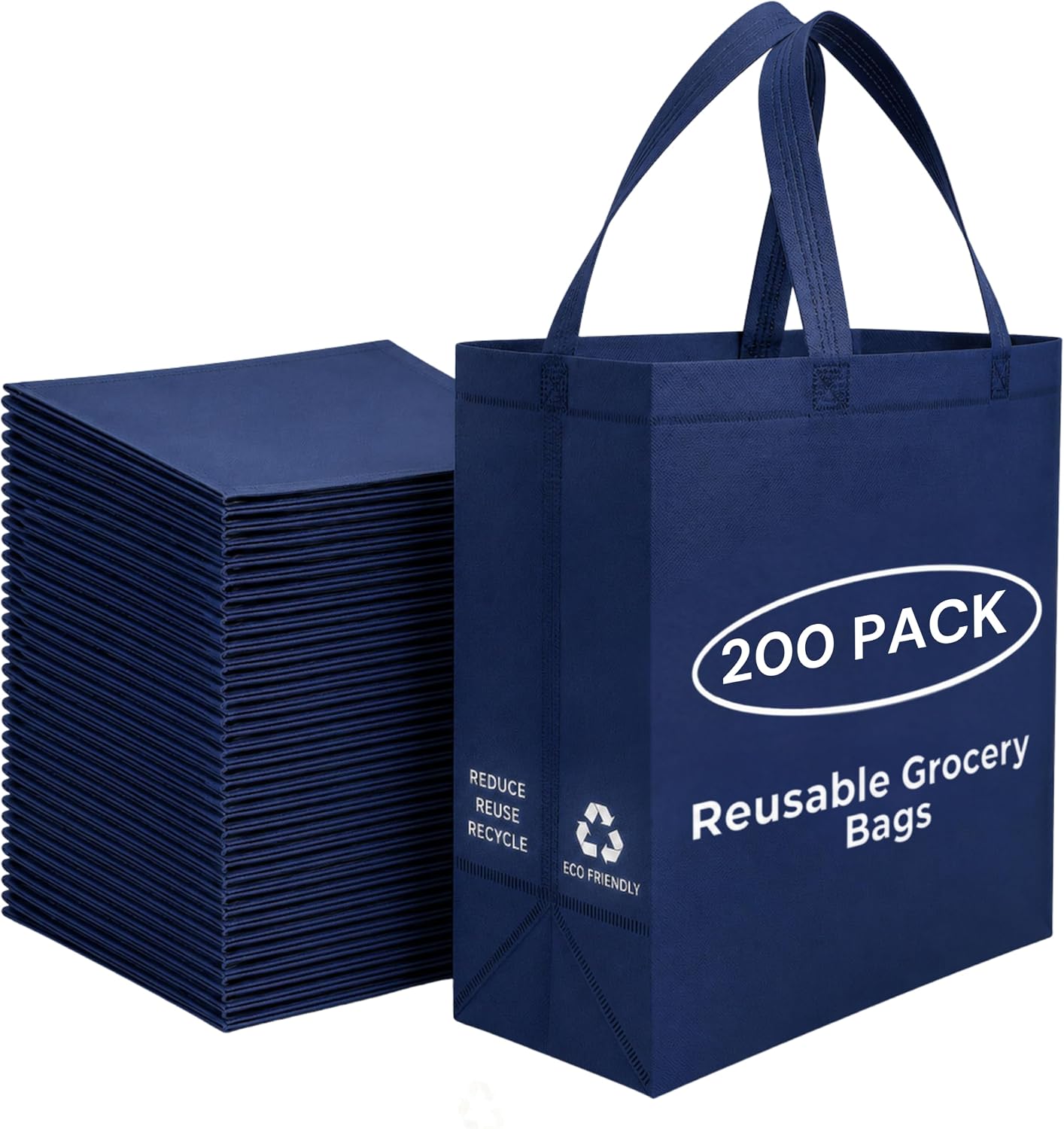 Heavy-Duty Non-Woven Shopping Totes in Cream, 50 Pack