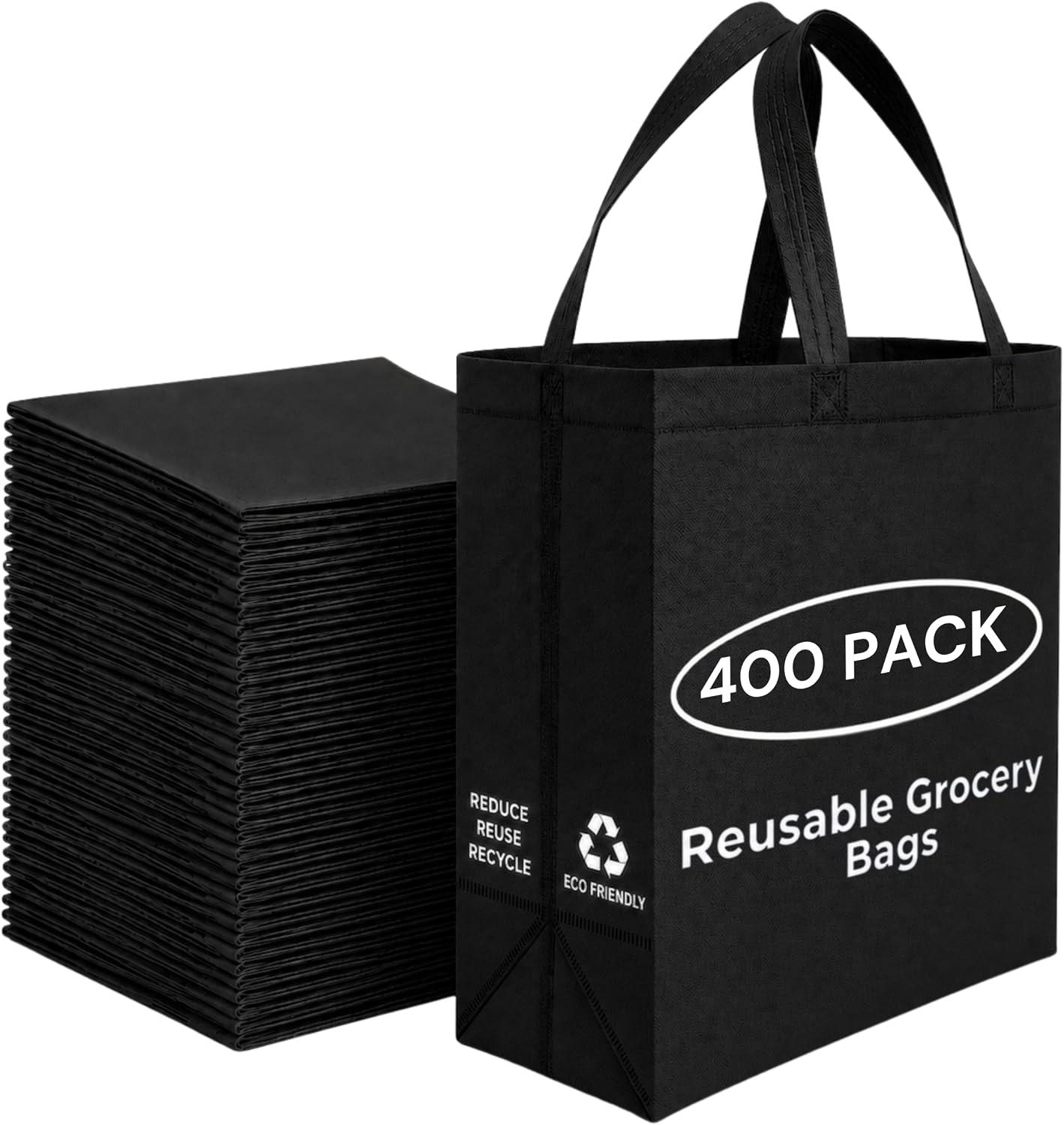 Heavy-Duty Non-Woven Shopping Totes in Cream, 50 Pack