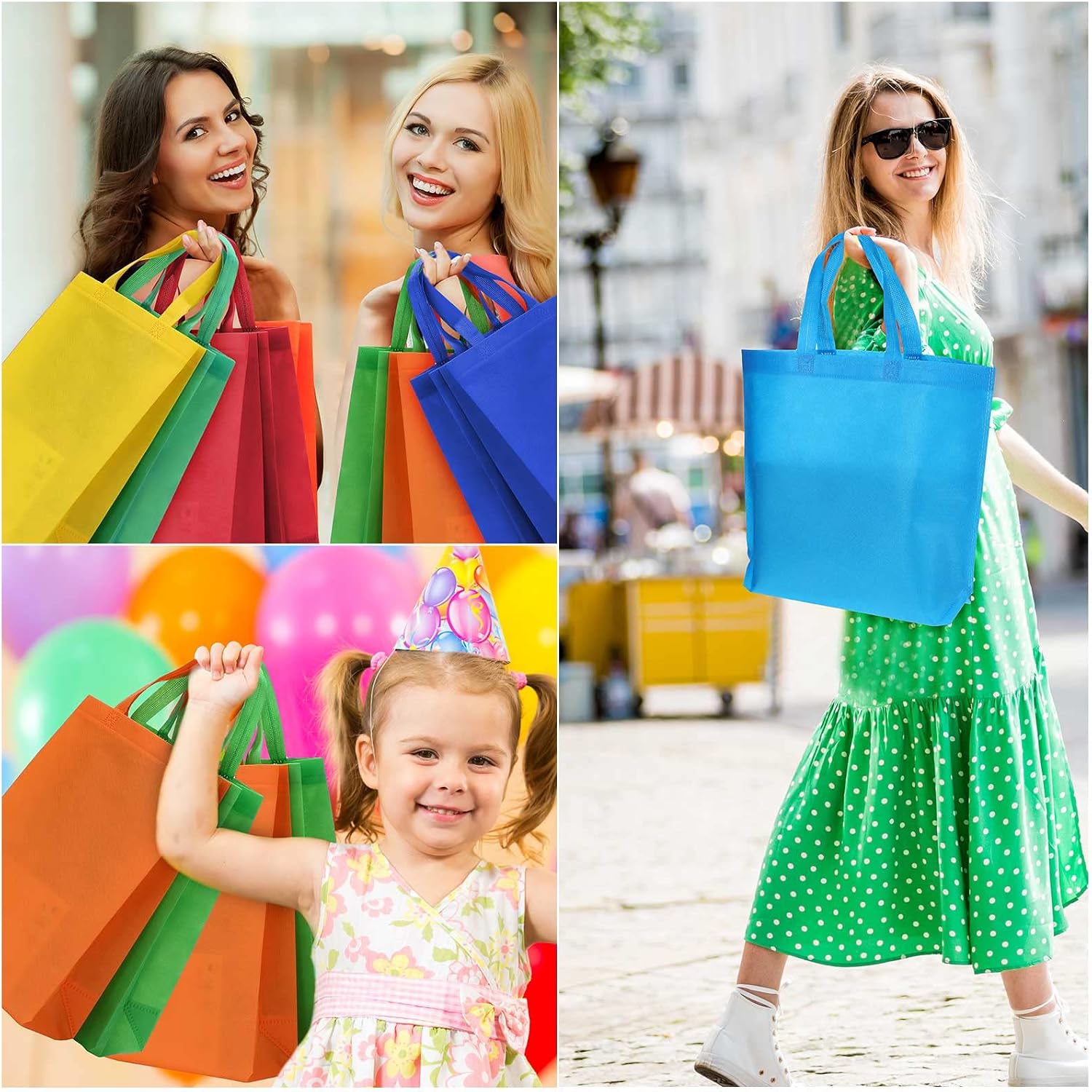 Non-Woven Gift and Shopping Totes, 80 Pieces, Multicolour