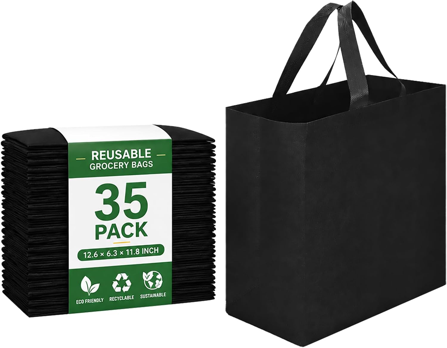 Non-Woven Grocery Totes, 12.6 x 6.3 x 11.8 Inch