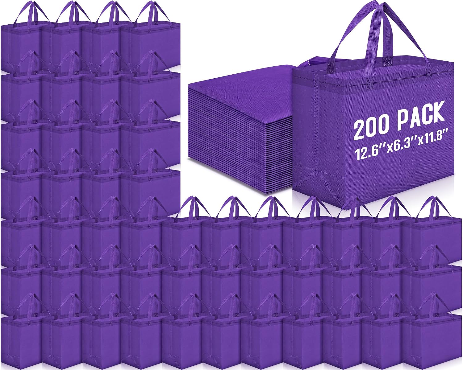 Non-Woven Grocery Totes in Bulk, 12.6 x 11.8 x 6.3 Inch