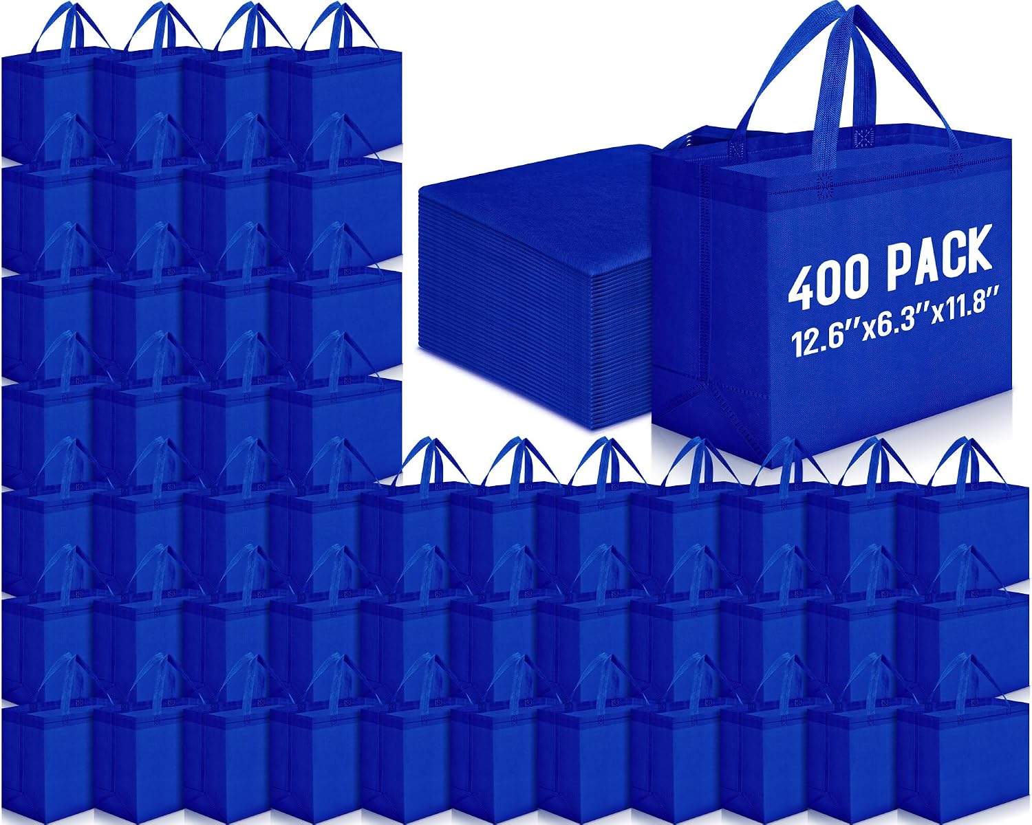 Non-Woven Grocery Totes in Bulk, 12.6 x 11.8 x 6.3 Inch