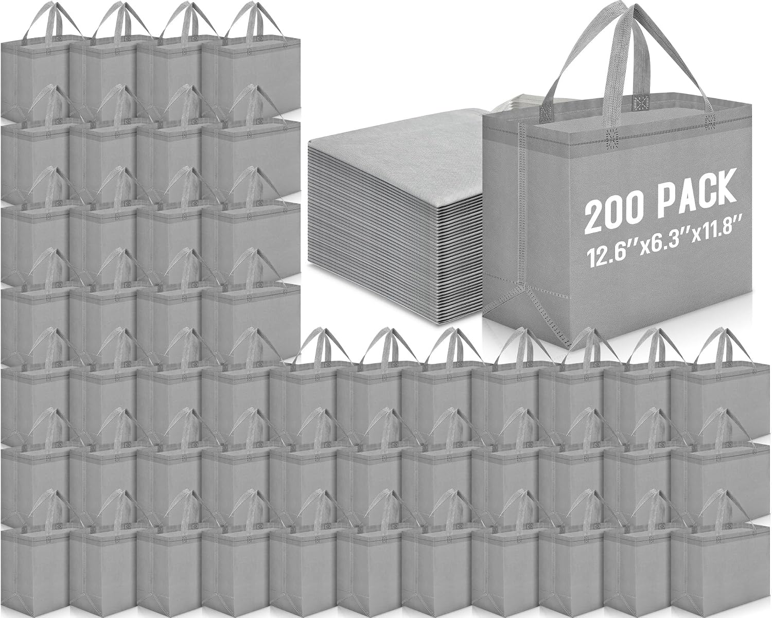 Non-Woven Grocery Totes in Bulk, 12.6 x 11.8 x 6.3 Inch