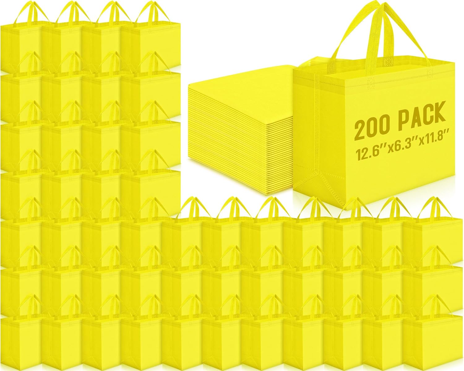 Non-Woven Grocery Totes in Bulk, 12.6 x 11.8 x 6.3 Inch