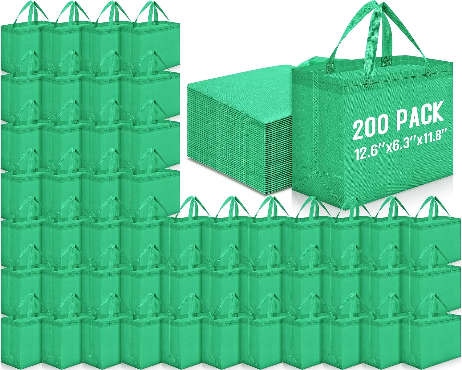 Non-Woven Grocery Totes in Bulk, 12.6 x 11.8 x 6.3 Inch