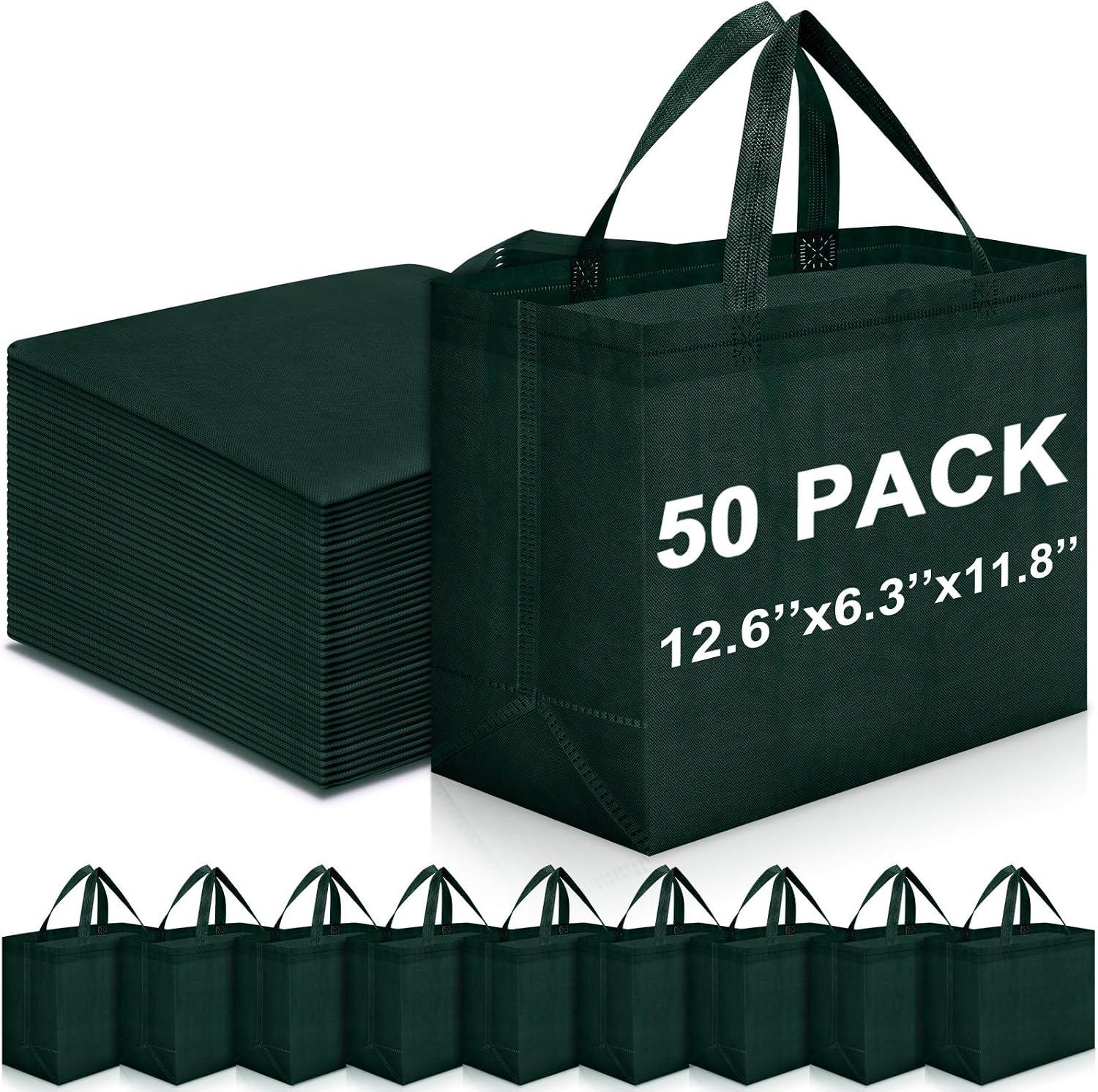 Non-Woven Grocery Totes in Bulk, 12.6 x 11.8 x 6.3 Inch