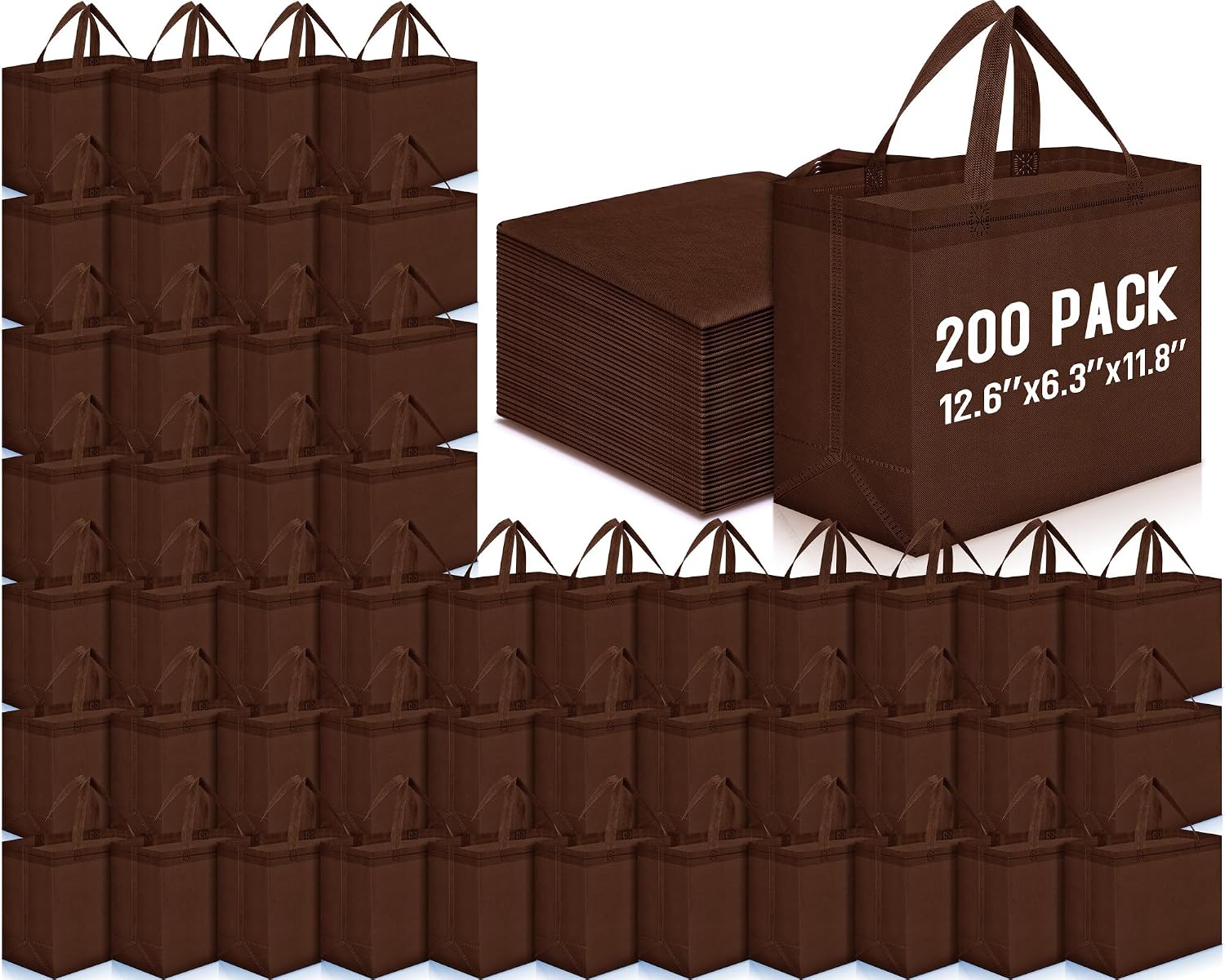 Non-Woven Grocery Totes in Bulk, 12.6 x 11.8 x 6.3 Inch