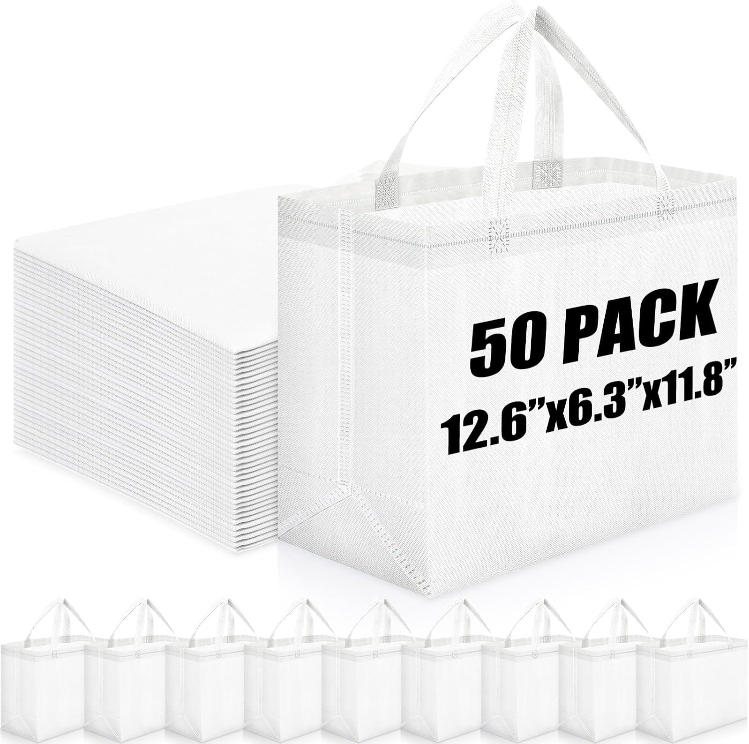 Non-Woven Grocery Totes in Bulk, 12.6 x 11.8 x 6.3 Inch