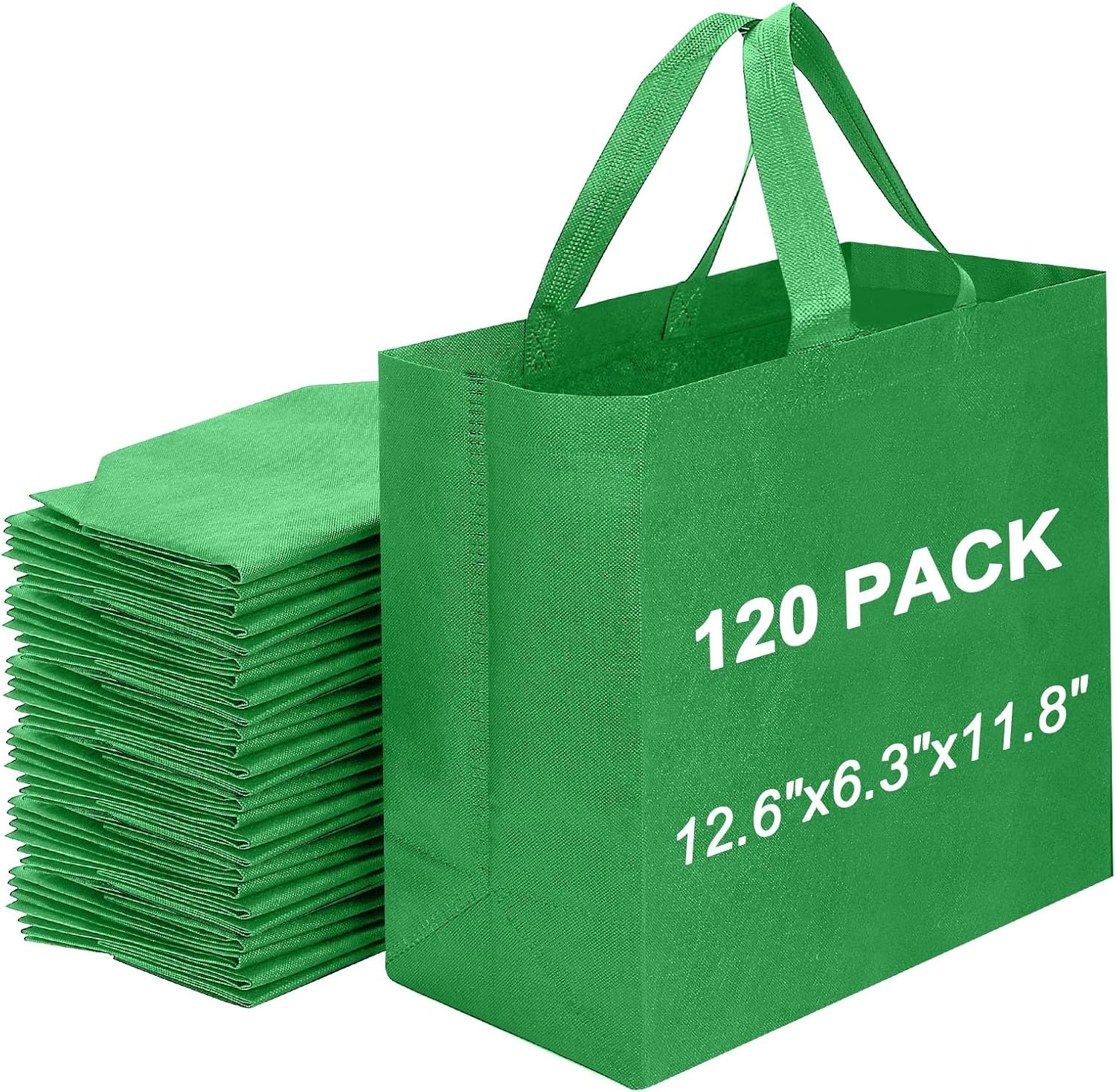 Non-Woven Grocery Totes with Reinforced Handles, 12.6 x 6.3 x 11.8 in