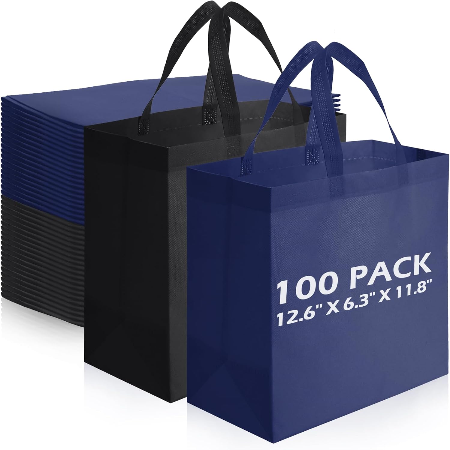 Non-Woven Shopping Totes in Black, 100 Pieces