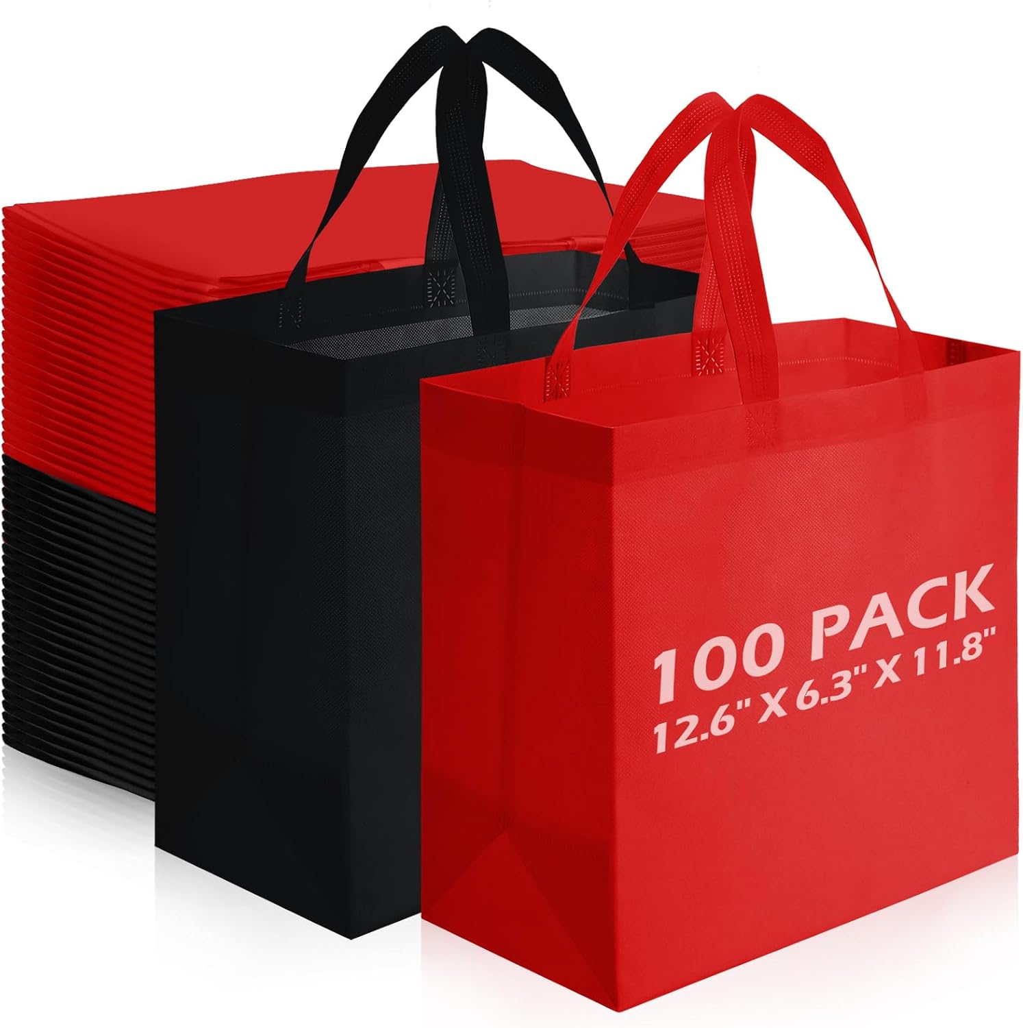 Non-Woven Shopping Totes in Black, 100 Pieces
