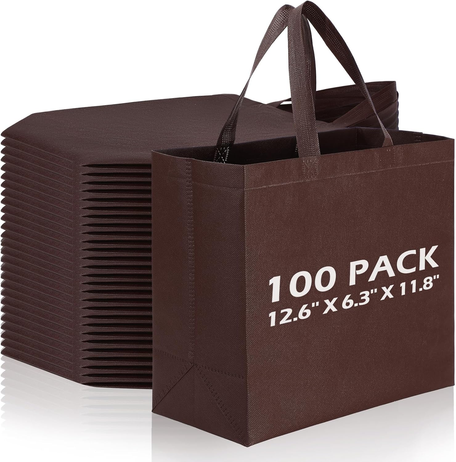 Non-Woven Shopping Totes in Brown, 100 Pieces