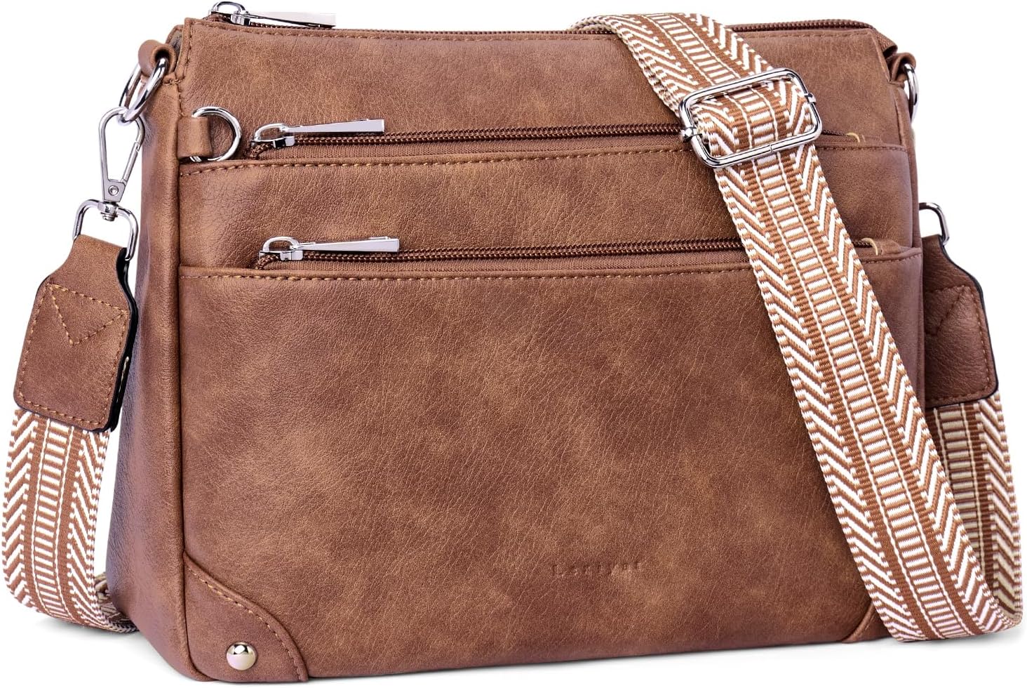 RFID Travel Crossbody Bag in Leather with Adjustable Strap