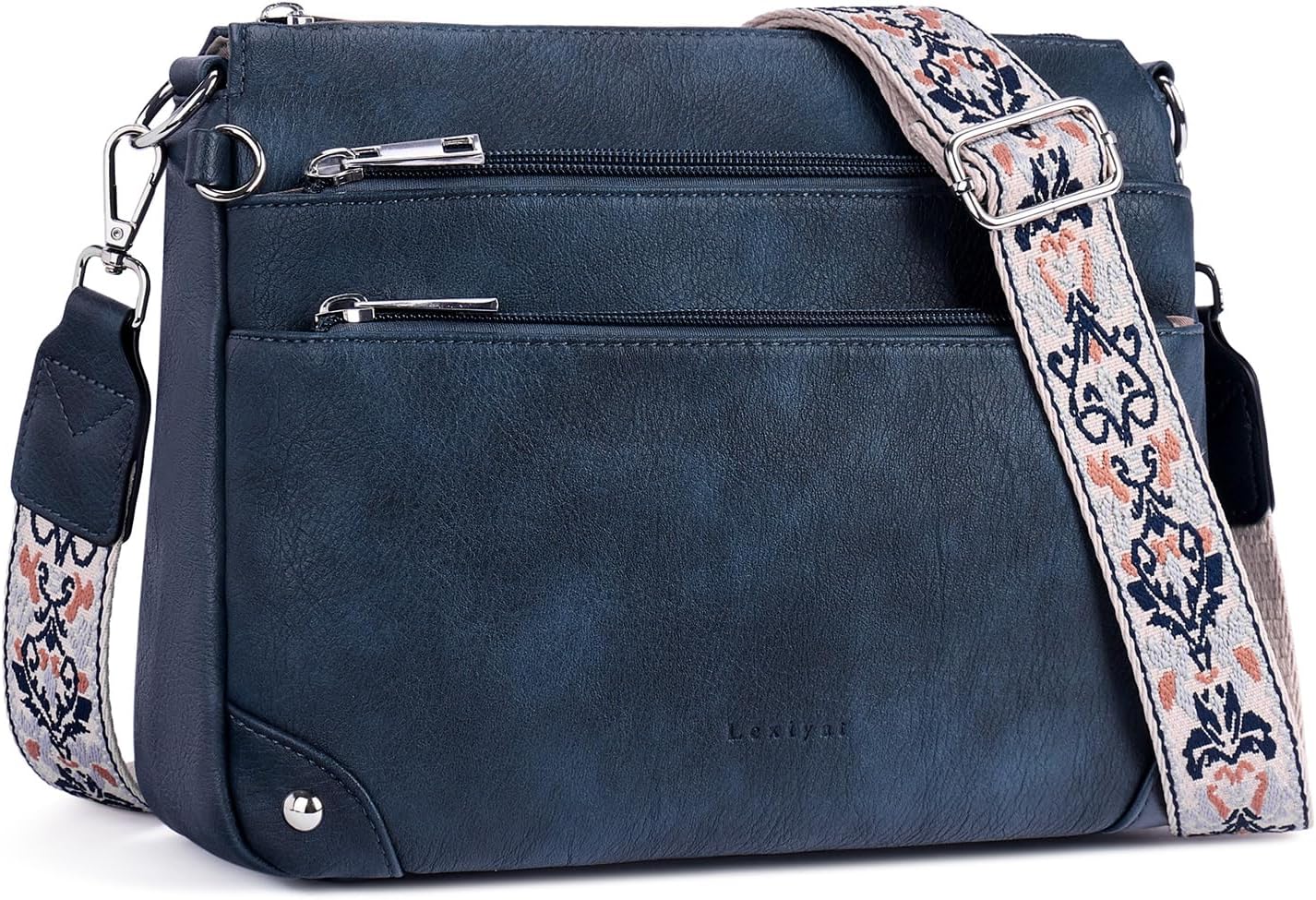 RFID Travel Crossbody Bag in Leather with Adjustable Strap