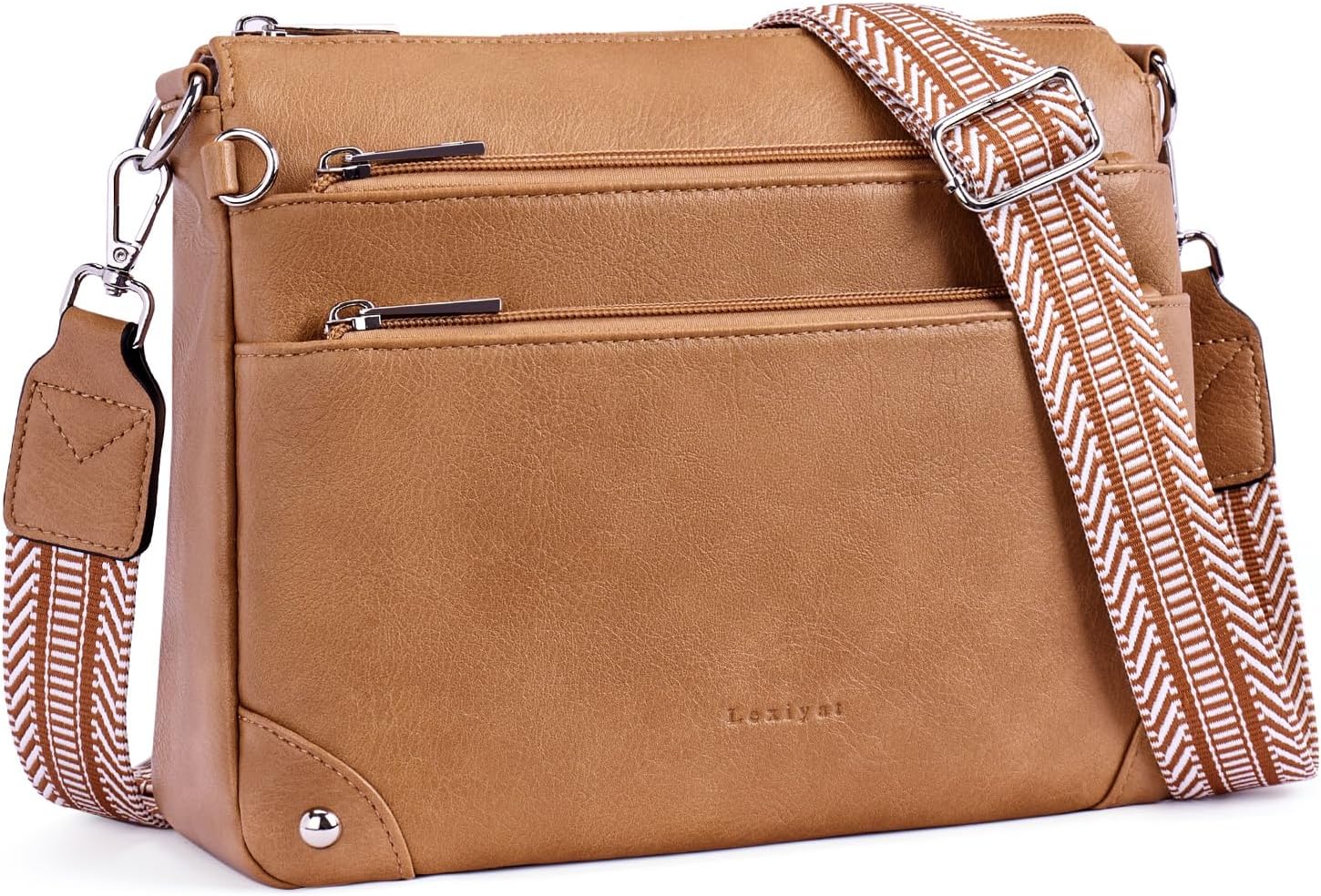 RFID Travel Crossbody Bag in Leather with Adjustable Strap