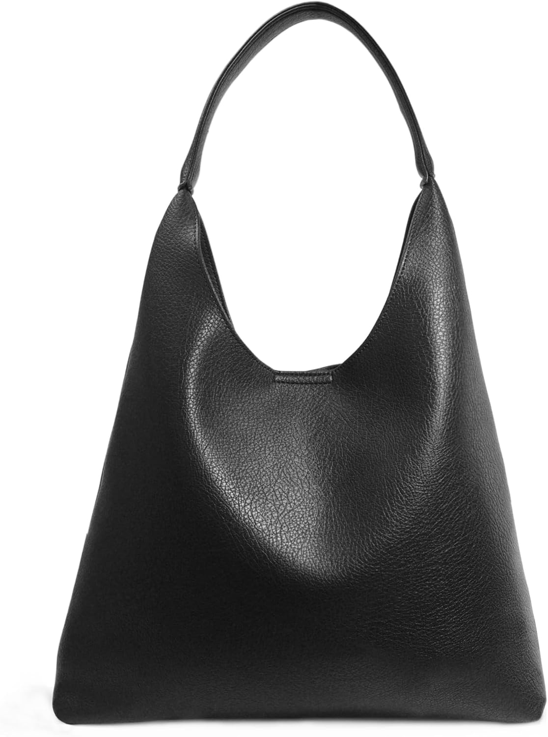 Soft Vegan Leather Hobo Shoulder Bag in Black